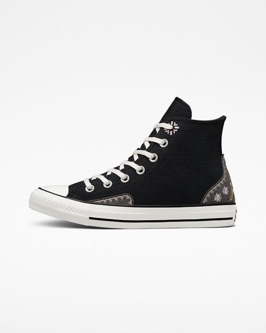Women's Converse Chuck Taylor All Star Autumn Embroidery High Top Shoes Black / Pink | AU 543CES